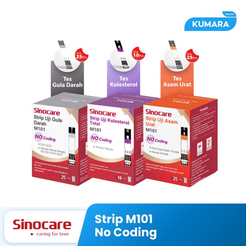 SINOCARE - Strip Uji Gula Kolesterol Asam Urat No Coding M101 1 218