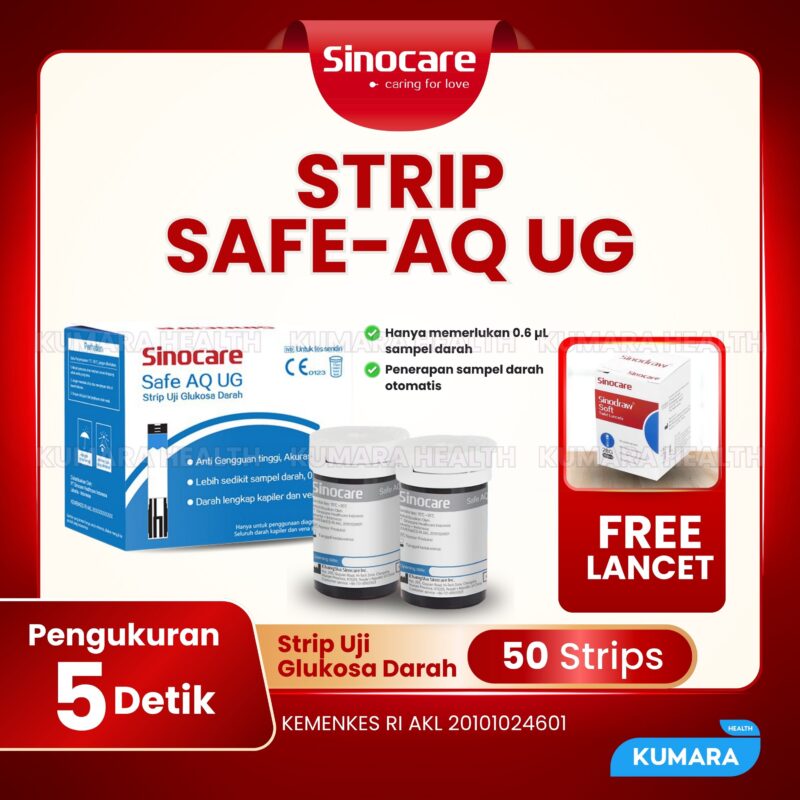 SINOCARE - Strip Safe AQ UG Glucosa | Strip Tes Gula untuk Alat Safe AQ UG isi 50's 1 34