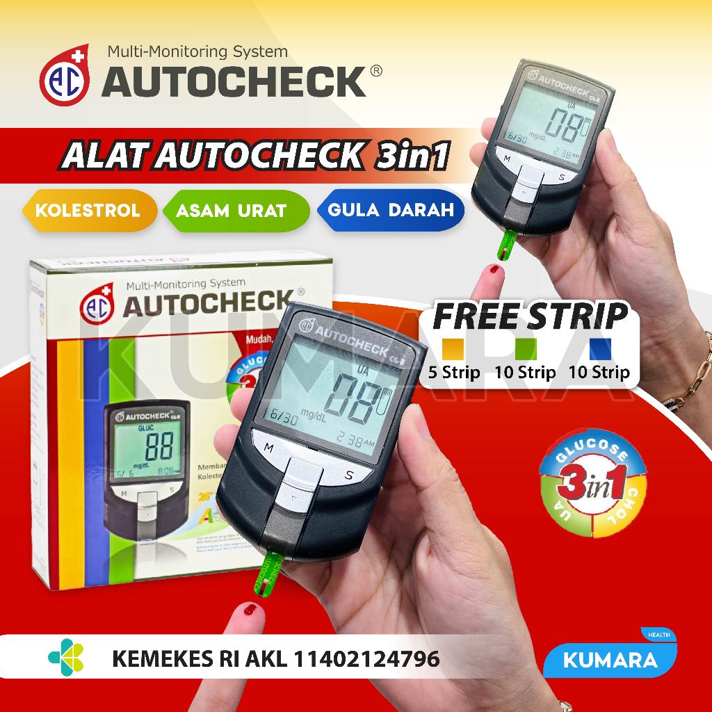 AUTOCHECK - Alat GCU 3in1 | Gula Darah Kolesterol Asam Urat 1 AUTOCHECK - Alat GCU 3in1 | Gula Darah Kolesterol Asam Urat
