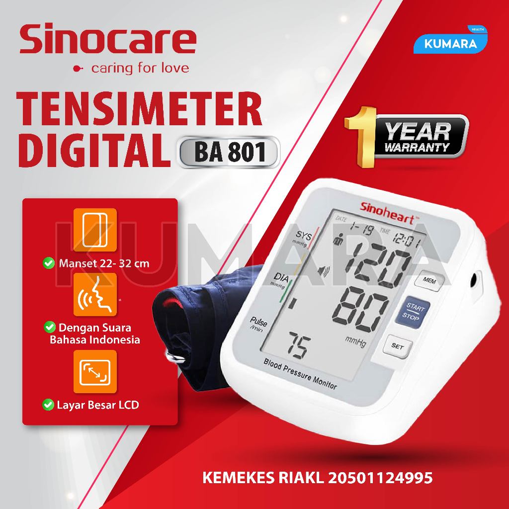 SINOCARE - Tensimeter Digital BA 801 | Alat Ukur Tekanan Darah Digital 1 SINOCARE - Tensimeter Digital BA 801 | Alat Ukur Tekanan Darah Digital
