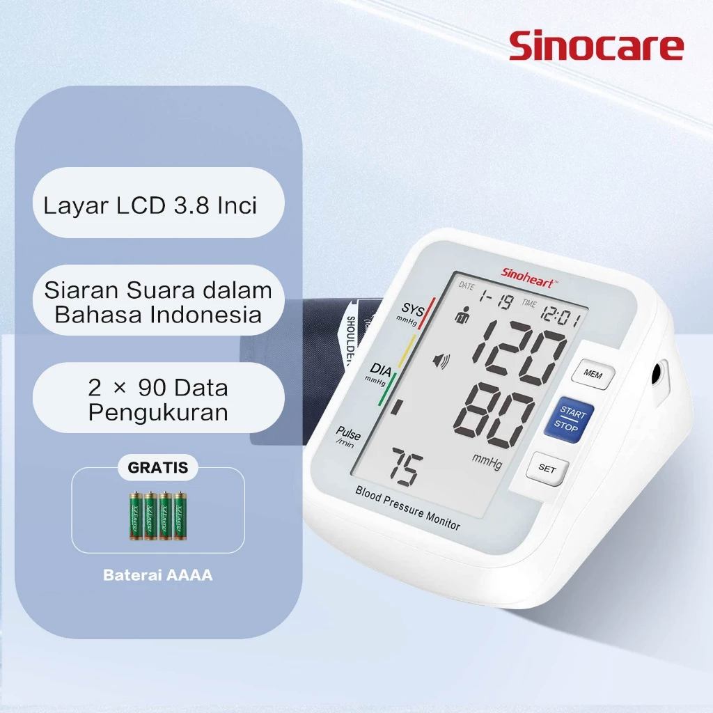 SINOCARE - Tensimeter Digital BA 801 | Alat Ukur Tekanan Darah Digital 2 SINOCARE - Tensimeter Digital BA 801 | Alat Ukur Tekanan Darah Digital - Image 2