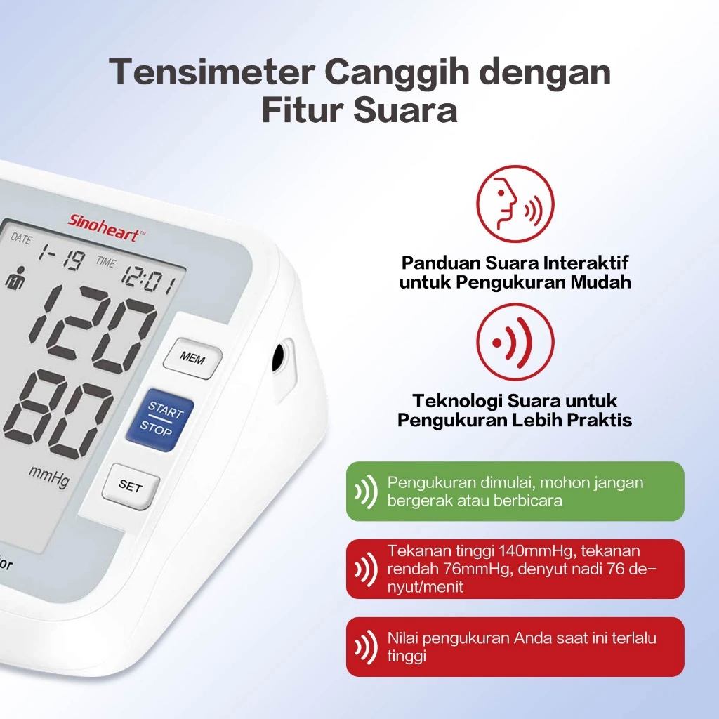 SINOCARE - Tensimeter Digital BA 801 | Alat Ukur Tekanan Darah Digital 3 SINOCARE - Tensimeter Digital BA 801 | Alat Ukur Tekanan Darah Digital - Image 3