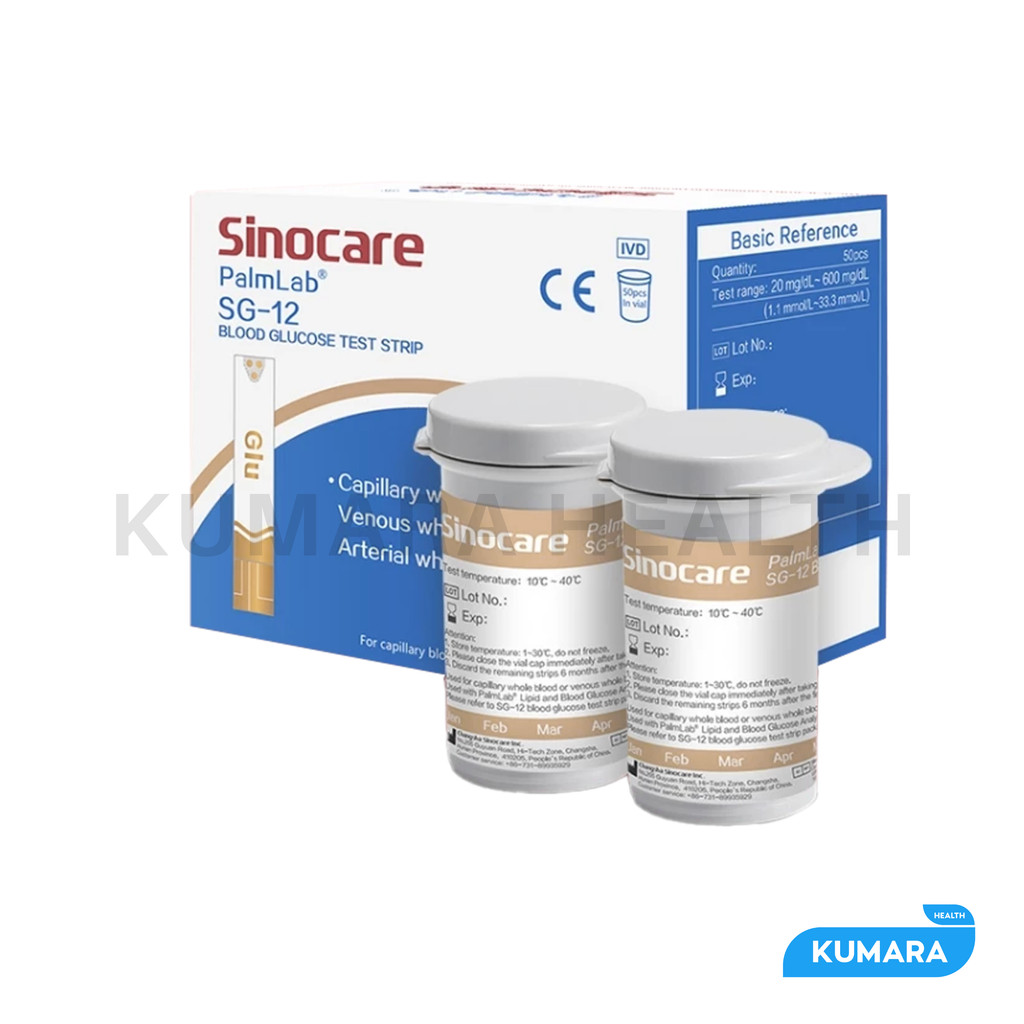 SINOCARE - Strip Gula Darah Palmlab SG-12 Isi 50's | Refil Strip Alat 8in1 SLX120 2 SINOCARE - Strip Gula Darah Palmlab SG-12 Isi 50's | Refil Strip Alat 8in1 SLX120 - Image 2