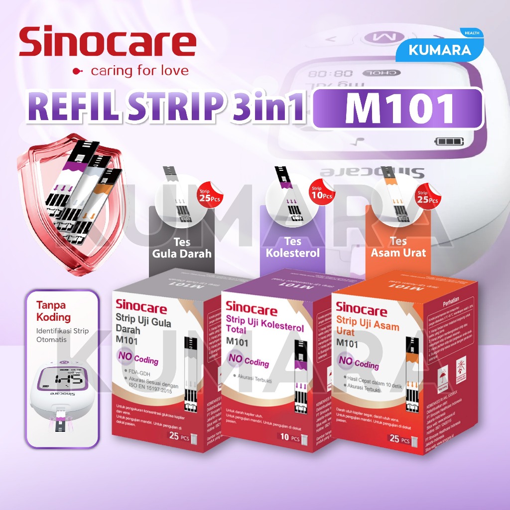 SINOCARE - Strip Uji Gula Kolesterol Asam Urat No Coding M101 1 SINOCARE - Strip Uji Gula Kolesterol Asam Urat No Coding M101