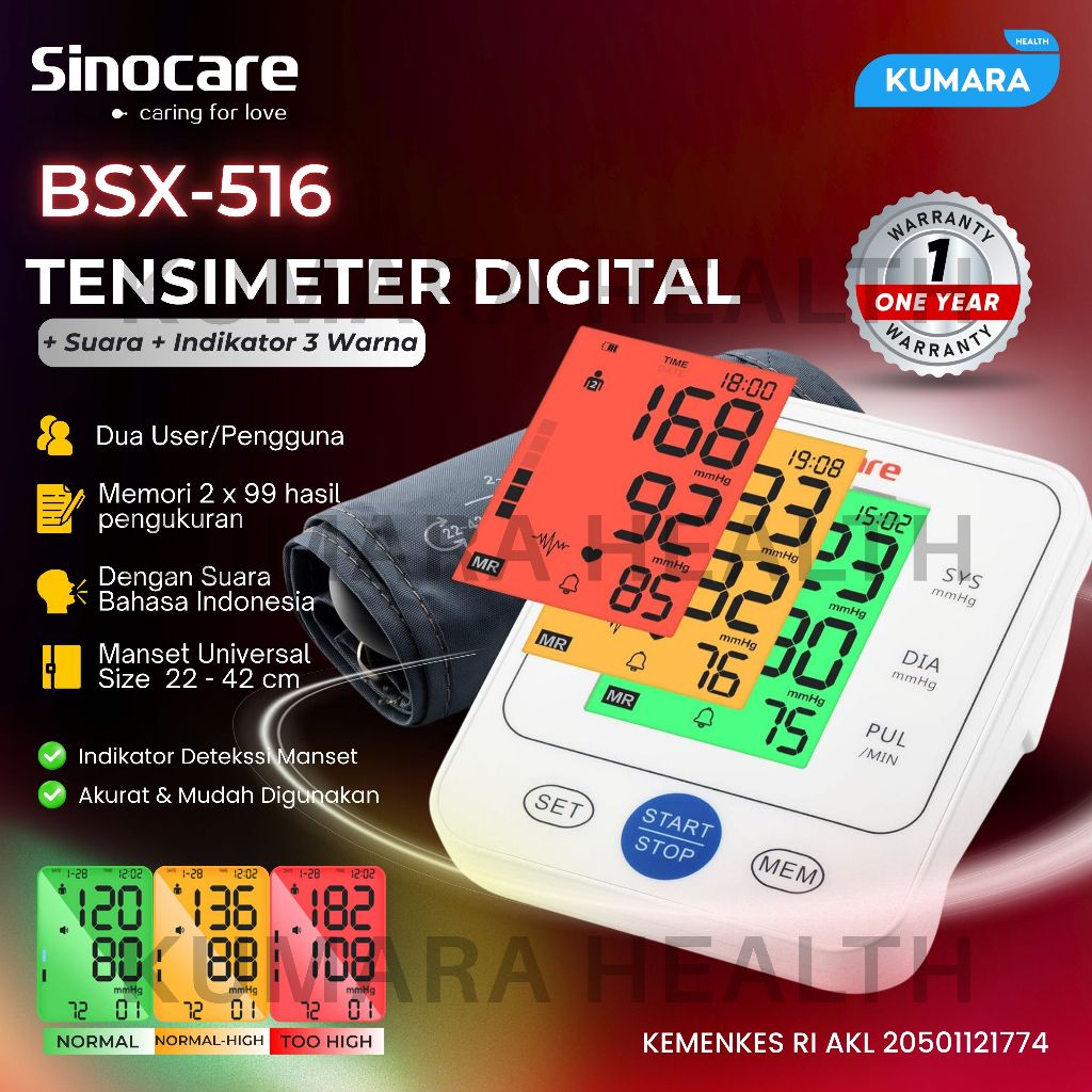 SINOCARE - Tensimeter Digital BSX-516 | Tensimeter Digital Suara 1 SINOCARE - Tensimeter Digital BSX-516 | Tensimeter Digital Suara