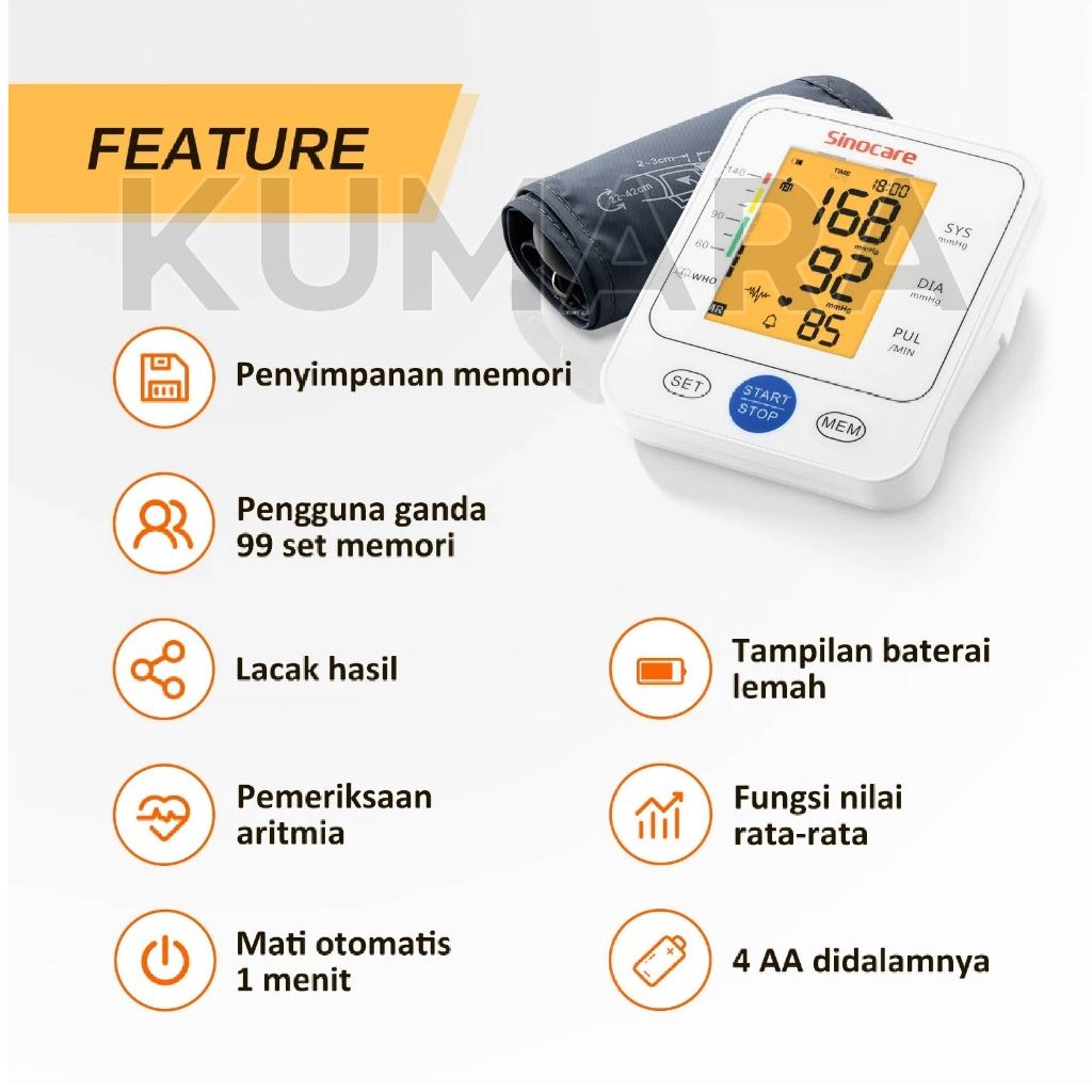 SINOCARE - Tensimeter Digital BSX-516 | Tensimeter Digital Suara 3 SINOCARE - Tensimeter Digital BSX-516 | Tensimeter Digital Suara - Image 3