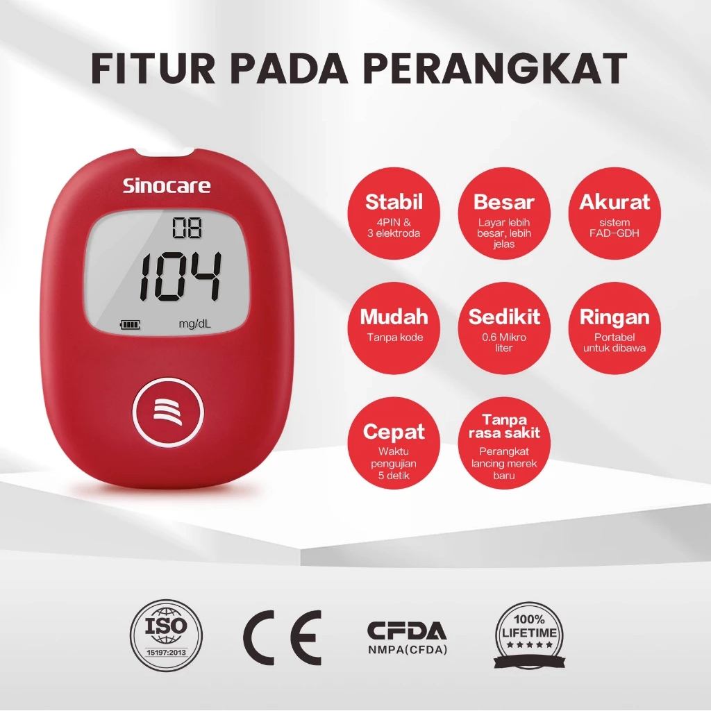 SINOCARE - Safe AQ Smart Alat Cek Gula Darah + Strip 50's 4 SINOCARE - Safe AQ Smart Alat Cek Gula Darah + Strip 50's - Image 4