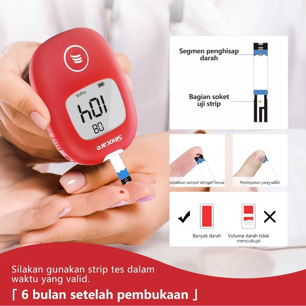 SINOCARE - Safe AQ Smart Alat Cek Gula Darah + Strip 50's 5 SINOCARE - Safe AQ Smart Alat Cek Gula Darah + Strip 50's - Image 5