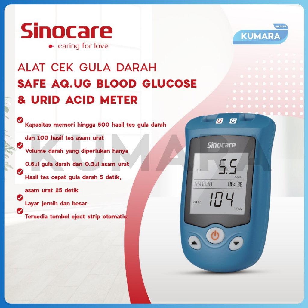 SINOCARE - Safe AQ UG Alat Cek Gula Darah dan Asam Urat 2 SINOCARE - Safe AQ UG Alat Cek Gula Darah dan Asam Urat - Image 2