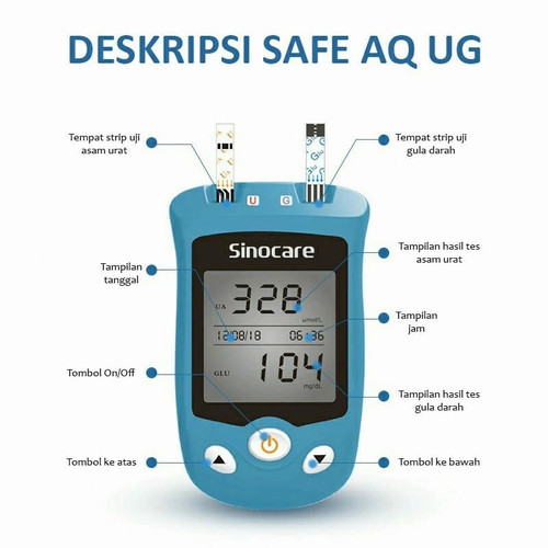 SINOCARE - Safe AQ UG Alat Cek Gula Darah dan Asam Urat 5 SINOCARE - Safe AQ UG Alat Cek Gula Darah dan Asam Urat - Image 5