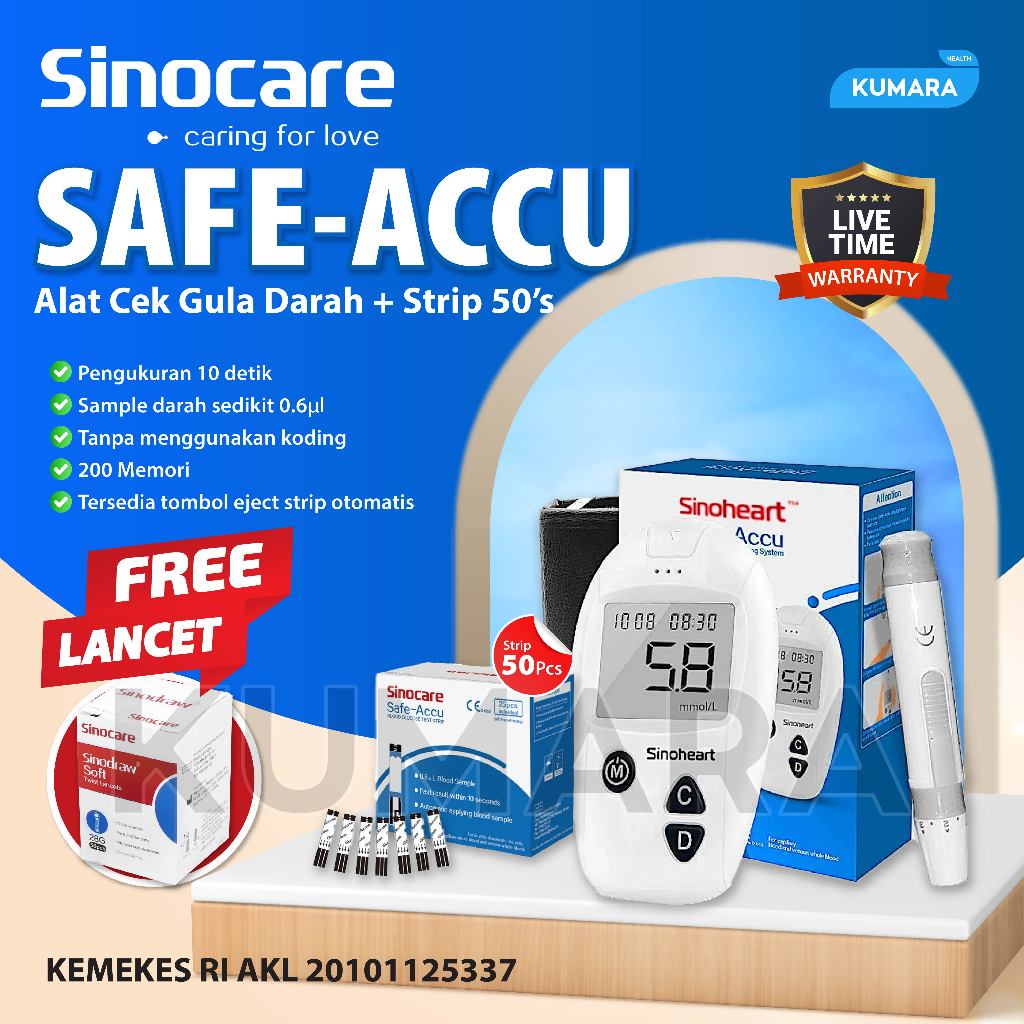 SINOCARE - Safe Accu Alat Cek Gula Darah 1 SINOCARE - Safe Accu Alat Cek Gula Darah