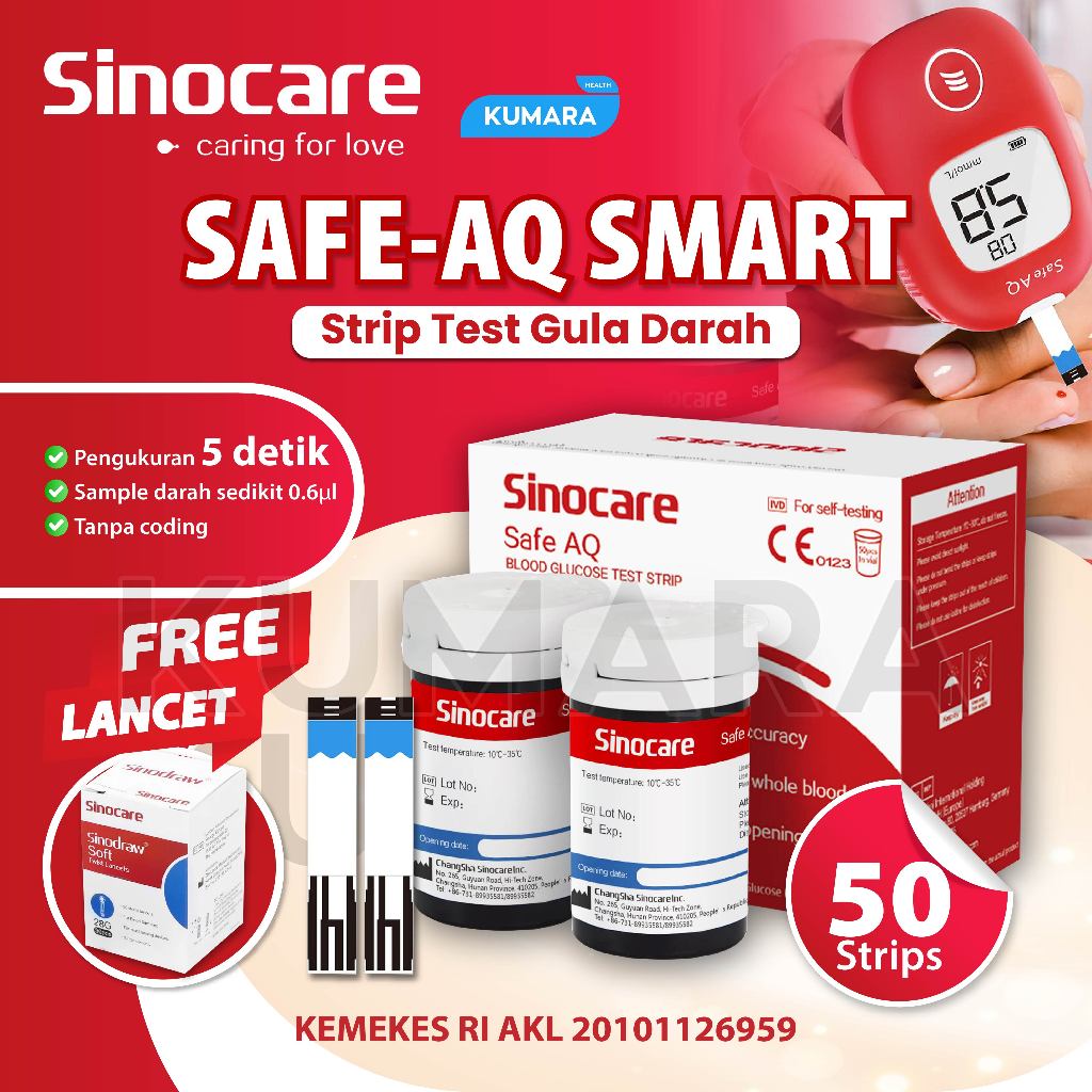 SINOCARE - Strip Safe AQ Smart | Strip Test Gula Darah untuk alat Safe AQ Smart 1 SINOCARE - Strip Safe AQ Smart | Strip Test Gula Darah untuk alat Safe AQ Smart