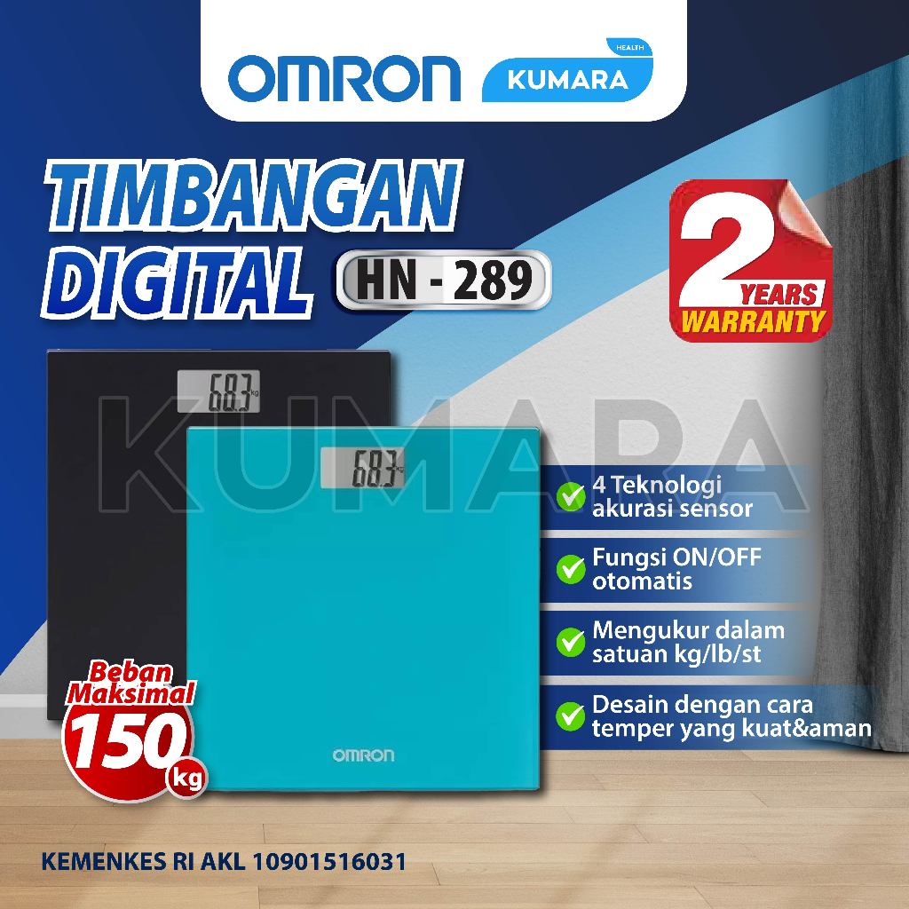 OMRON Timbangan Digital HN-289 | 4 Sensor, Akurasi 100g, Maks 150kg 1 OMRON Timbangan Digital HN-289 | 4 Sensor, Akurasi 100g, Maks 150kg