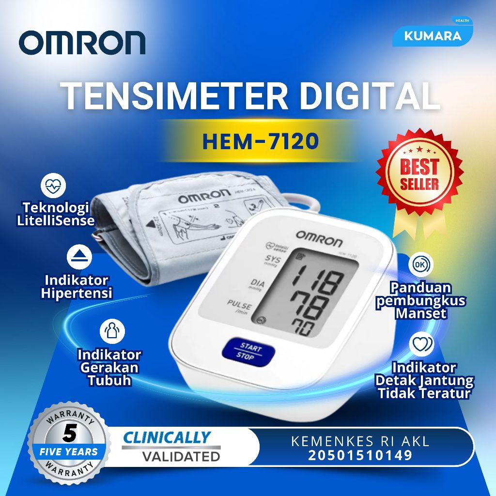 OMRON - Tensimeter Digital HEM-7120 | Enhanced Intellisense & Indikator Hipertensi 1 OMRON - Tensimeter Digital HEM-7120 | Enhanced Intellisense & Indikator Hipertensi