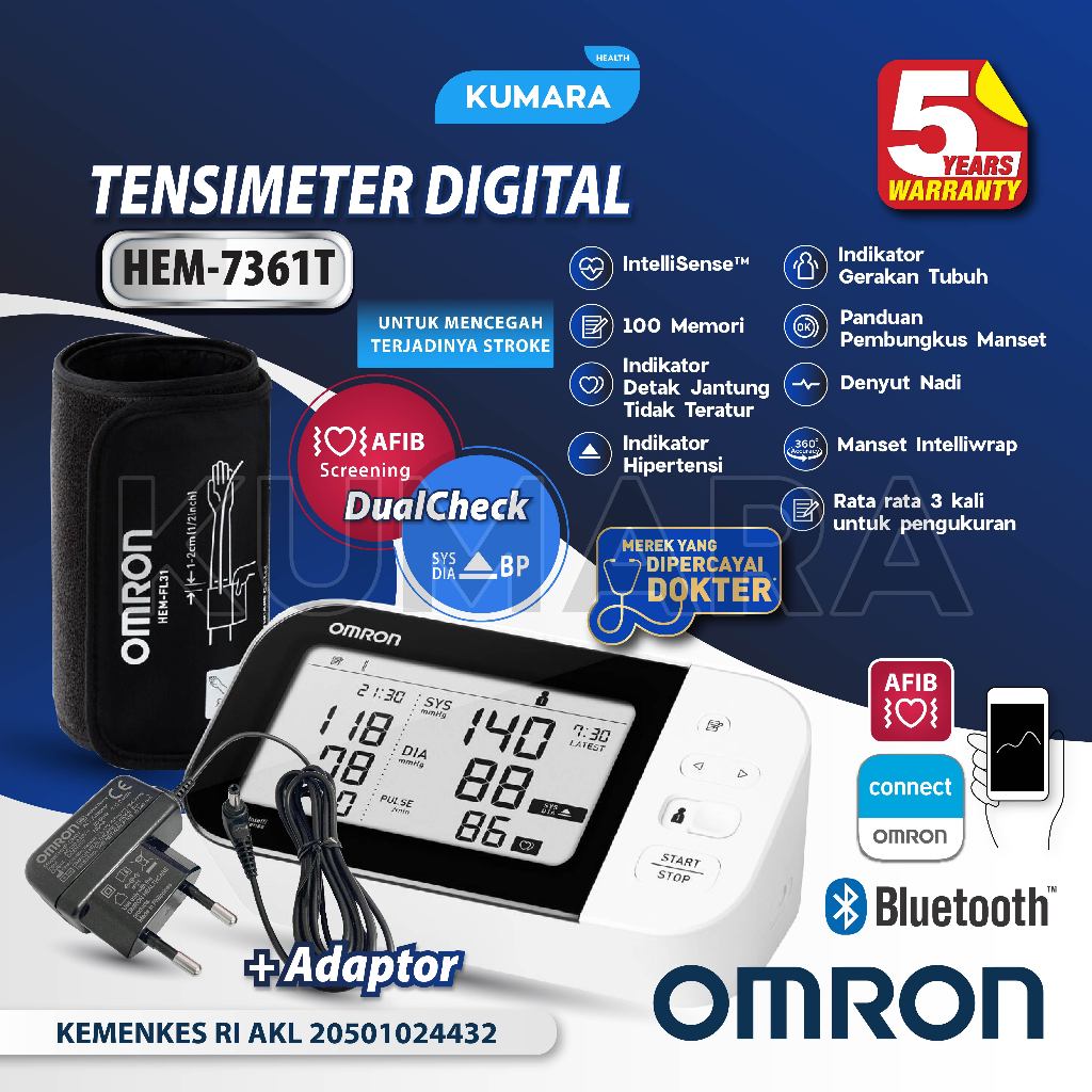 OMRON - HEM-7361T Tensimeter Digital | Deteksi AFIB & Bluetooth Dual User 1 OMRON - HEM-7361T Tensimeter Digital | Deteksi AFIB & Bluetooth Dual User