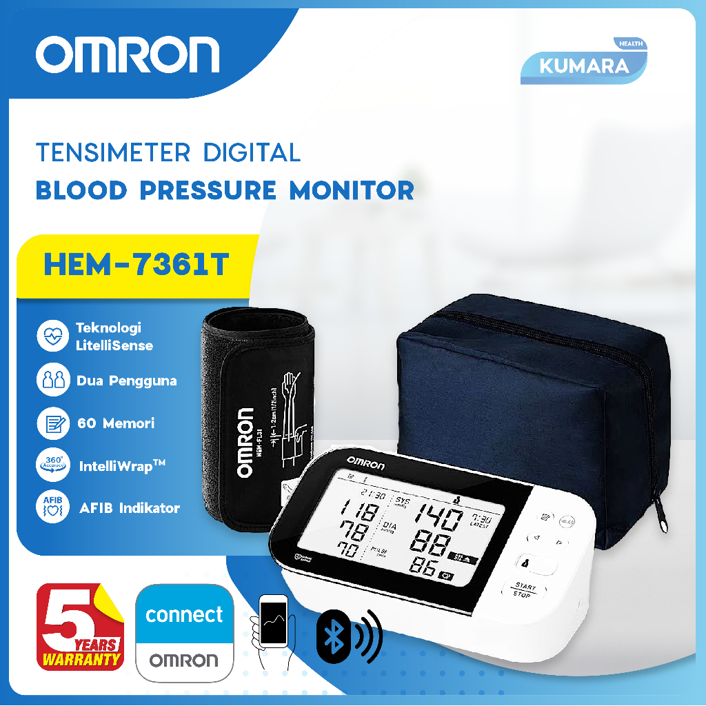 OMRON - HEM-7361T Tensimeter Digital | Deteksi AFIB & Bluetooth Dual User 2 OMRON - HEM-7361T Tensimeter Digital | Deteksi AFIB & Bluetooth Dual User - Image 2