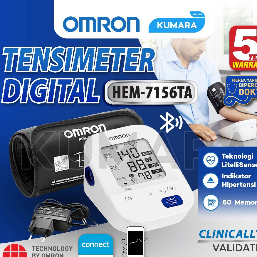 OMRON - Tensimeter Digital HEM-7156T-A | Bluetooth, IntelliWrap 360° 1 OMRON - Tensimeter Digital HEM-7156T-A | Bluetooth, IntelliWrap 360°