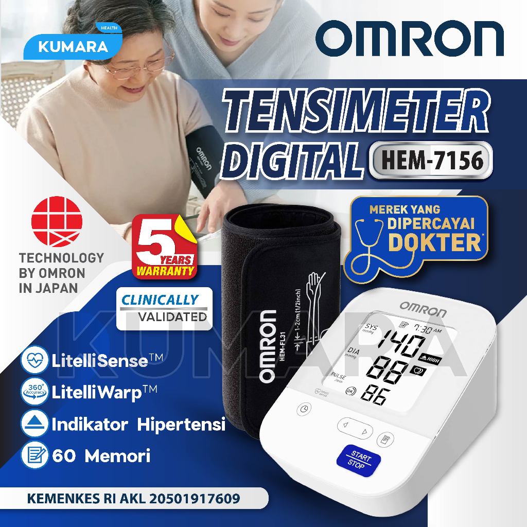 OMRON - Tensimeter Digital HEM-7156 | IntelliWrap 360°, Enhanced IntelliSense 1 OMRON - Tensimeter Digital HEM-7156 | IntelliWrap 360°, Enhanced IntelliSense