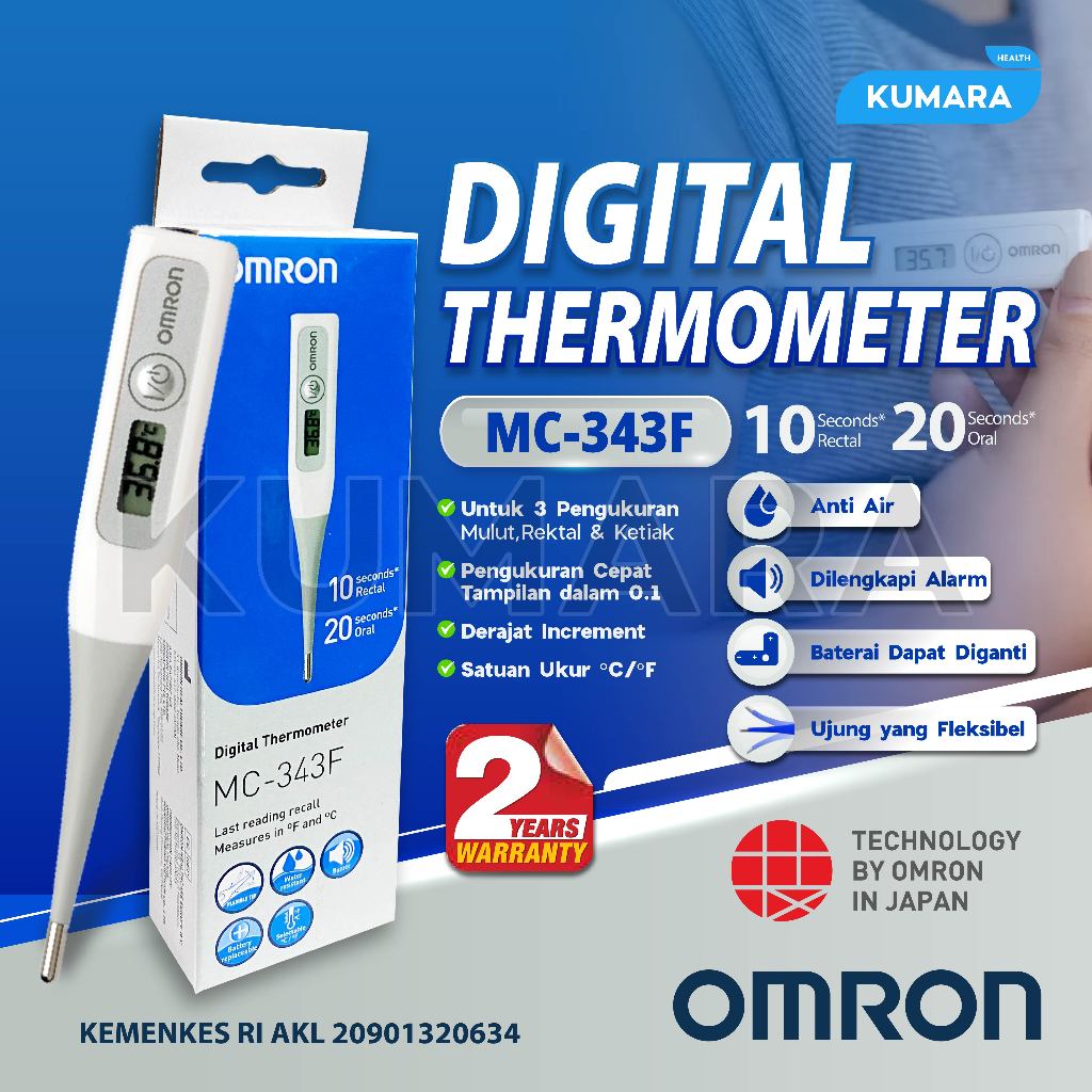 OMRON - Thermometer Digital MC-343F | Ujung Fleksibel & Hasil Cepat 10 Detik 1 OMRON - Thermometer Digital MC-343F | Ujung Fleksibel & Hasil Cepat 10 Detik
