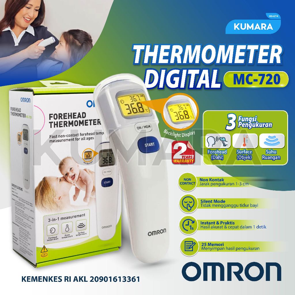 OMRON - Thermometer Digital MC-720 | Non-Kontak, 3 Mode Pengukuran, 1 Detik 2 OMRON - Thermometer Digital MC-720 | Non-Kontak, 3 Mode Pengukuran, 1 Detik