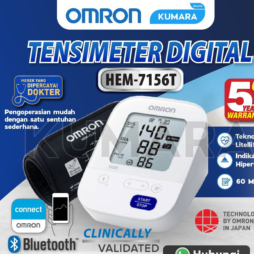 OMRON - Tensimeter Digital HEM-7156T | Bluetooth & Manset IntelliWrap 360° 1 OMRON - Tensimeter Digital HEM-7156T | Bluetooth & Manset IntelliWrap 360°