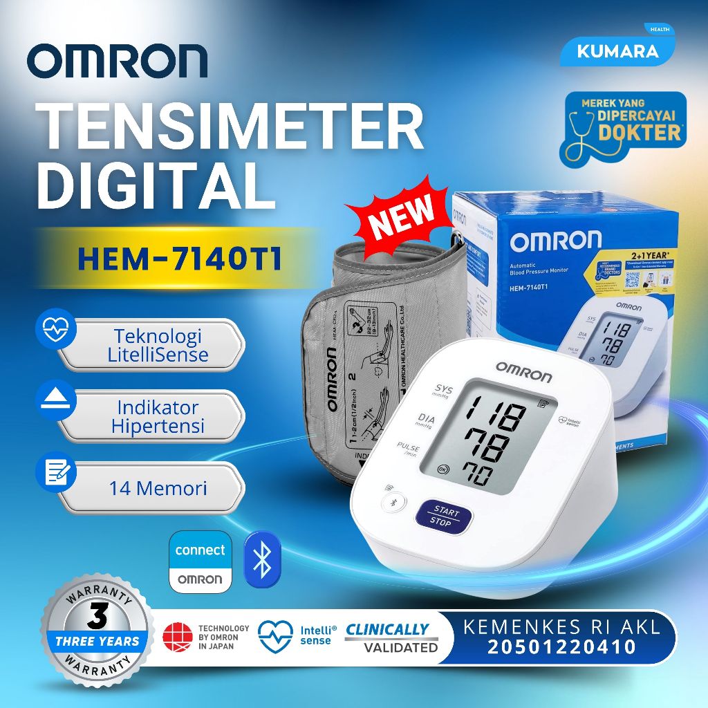 OMRON - Tensimeter Digital HEM-7140T1 | Bluetooth & IntelliSense 1 OMRON - Tensimeter Digital HEM-7140T1 | Bluetooth & IntelliSense