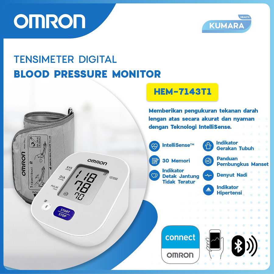 OMRON - Tensimeter Digital HEM 7143T1 | Blood Pressure Monitor With Bluetooth 1 OMRON - Tensimeter Digital HEM 7143T1 | Blood Pressure Monitor With Bluetooth