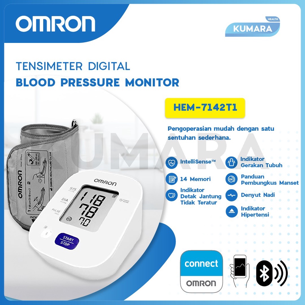 OMRON - Tensimeter HEM 7142T1 | Blood Pressure Monitor With Bluetooth Tensimeter Digital 2 OMRON - Tensimeter HEM 7142T1 | Blood Pressure Monitor With Bluetooth Tensimeter Digital - Image 2
