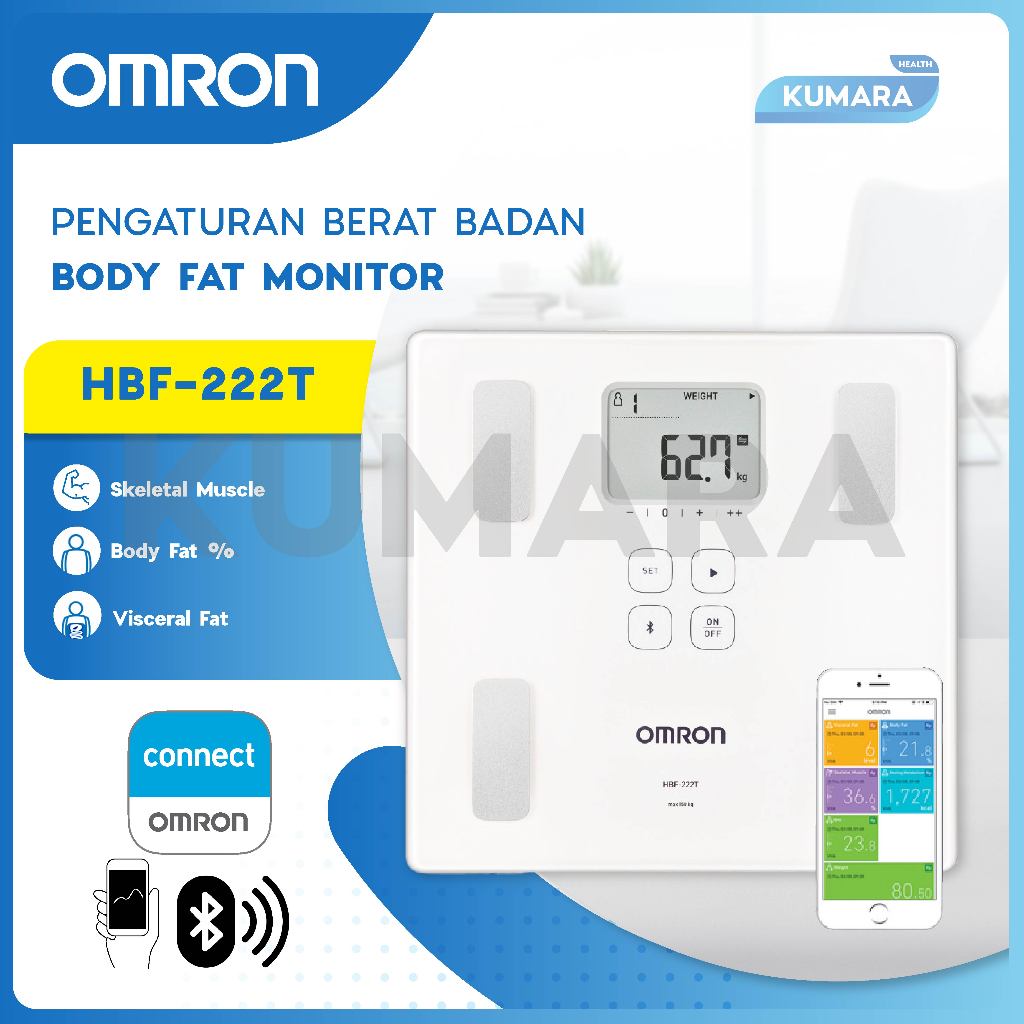 OMRON - Body Composition Monitor HBF-222T | Timbangan Berat Badan Digital Dengan Bluetooth 1 OMRON - Body Composition Monitor HBF-222T | Timbangan Berat Badan Digital Dengan Bluetooth