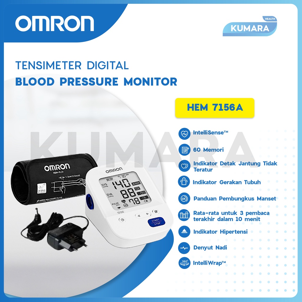 OMRON - Tensimeter Digital HEM 7156A | Blood Pressure Monitor + Adaptor 2 OMRON - Tensimeter Digital HEM 7156A | Blood Pressure Monitor + Adaptor - Image 2