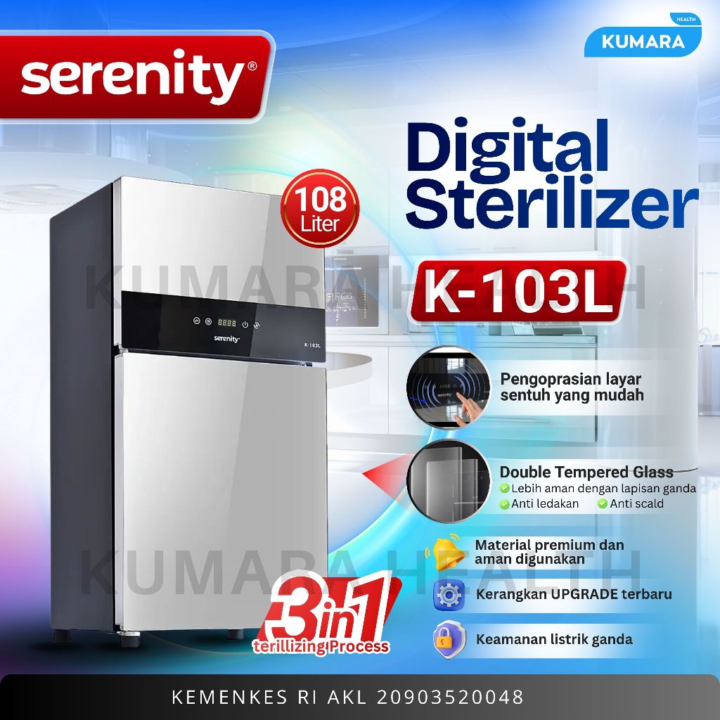 Serenity Sterilisator Digital 2 Pintu K-103L | Sterilizer Cupboard 108L 1 Serenity Sterilisator Digital 2 Pintu K-103L | Sterilizer Cupboard 108L