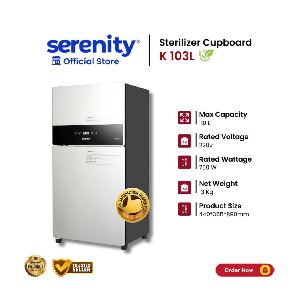 Serenity Sterilisator Digital 2 Pintu K-103L | Sterilizer Cupboard 108L 2 Serenity Sterilisator Digital 2 Pintu K-103L | Sterilizer Cupboard 108L - Image 2