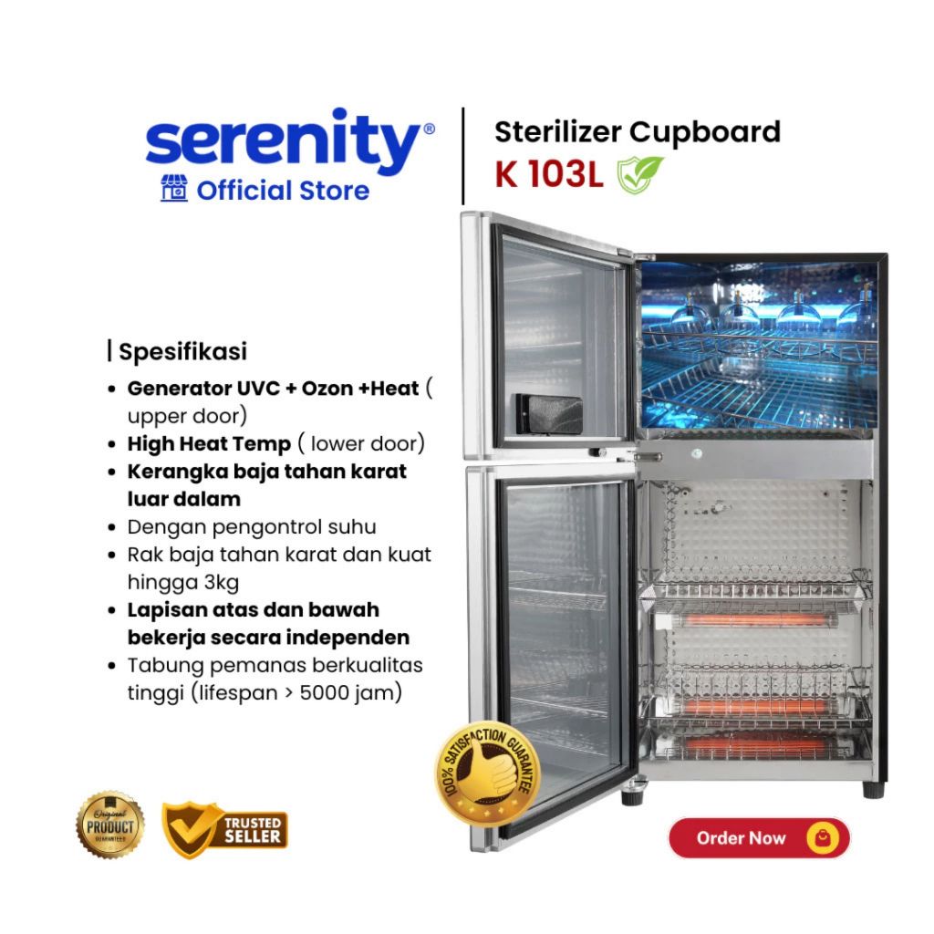 Serenity Sterilisator Digital 2 Pintu K-103L | Sterilizer Cupboard 108L 3 Serenity Sterilisator Digital 2 Pintu K-103L | Sterilizer Cupboard 108L - Image 3