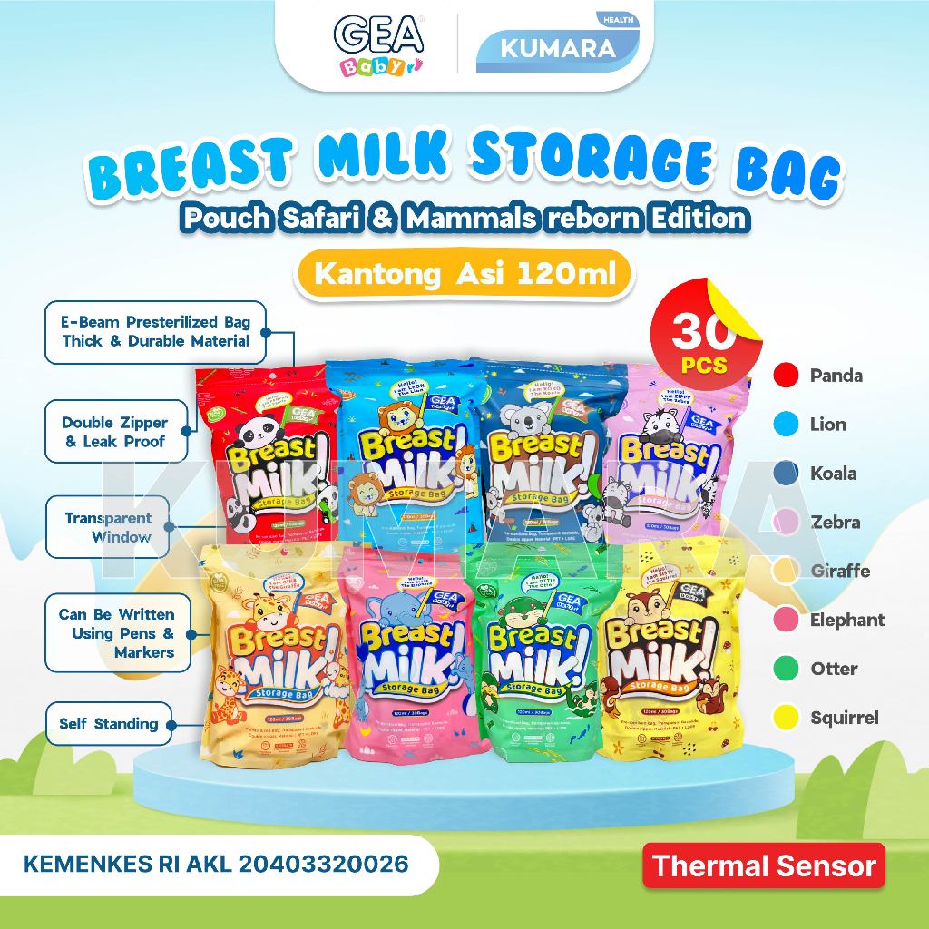 GEA - Kantong Asi Bayi 120ml isi 30's | Breast Milk Storage Bag 1 GEA - Kantong Asi Bayi 120ml isi 30's | Breast Milk Storage Bag