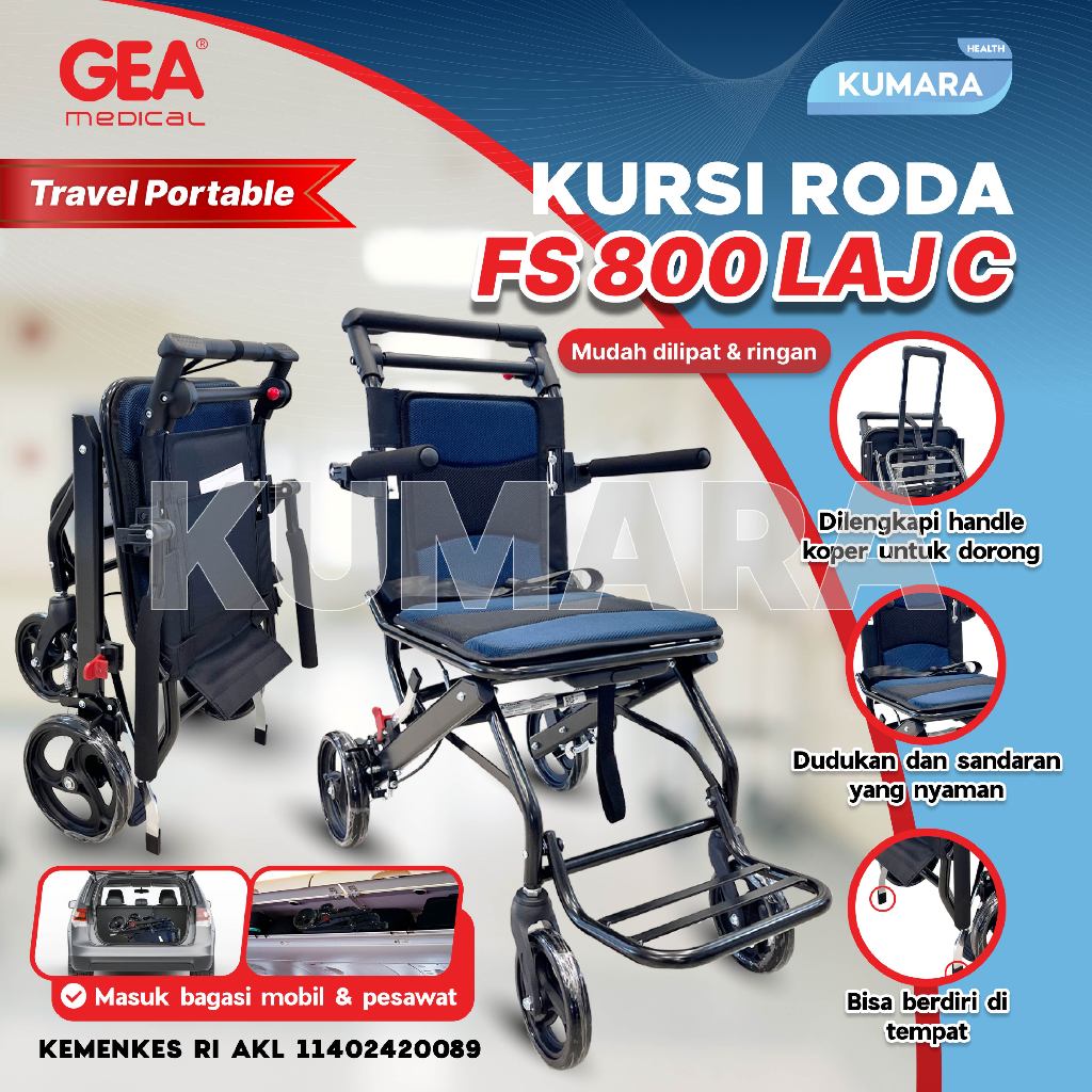 GEA - Kursi Roda Travelling FS 800 LAJ | Kursi Roda Lipat Koper 1 GEA - Kursi Roda Travelling FS 800 LAJ | Kursi Roda Lipat Koper