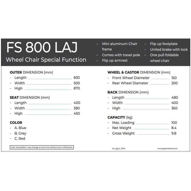 GEA - Kursi Roda Travelling FS 800 LAJ | Kursi Roda Lipat Koper 8 GEA - Kursi Roda Travelling FS 800 LAJ | Kursi Roda Lipat Koper - Image 8