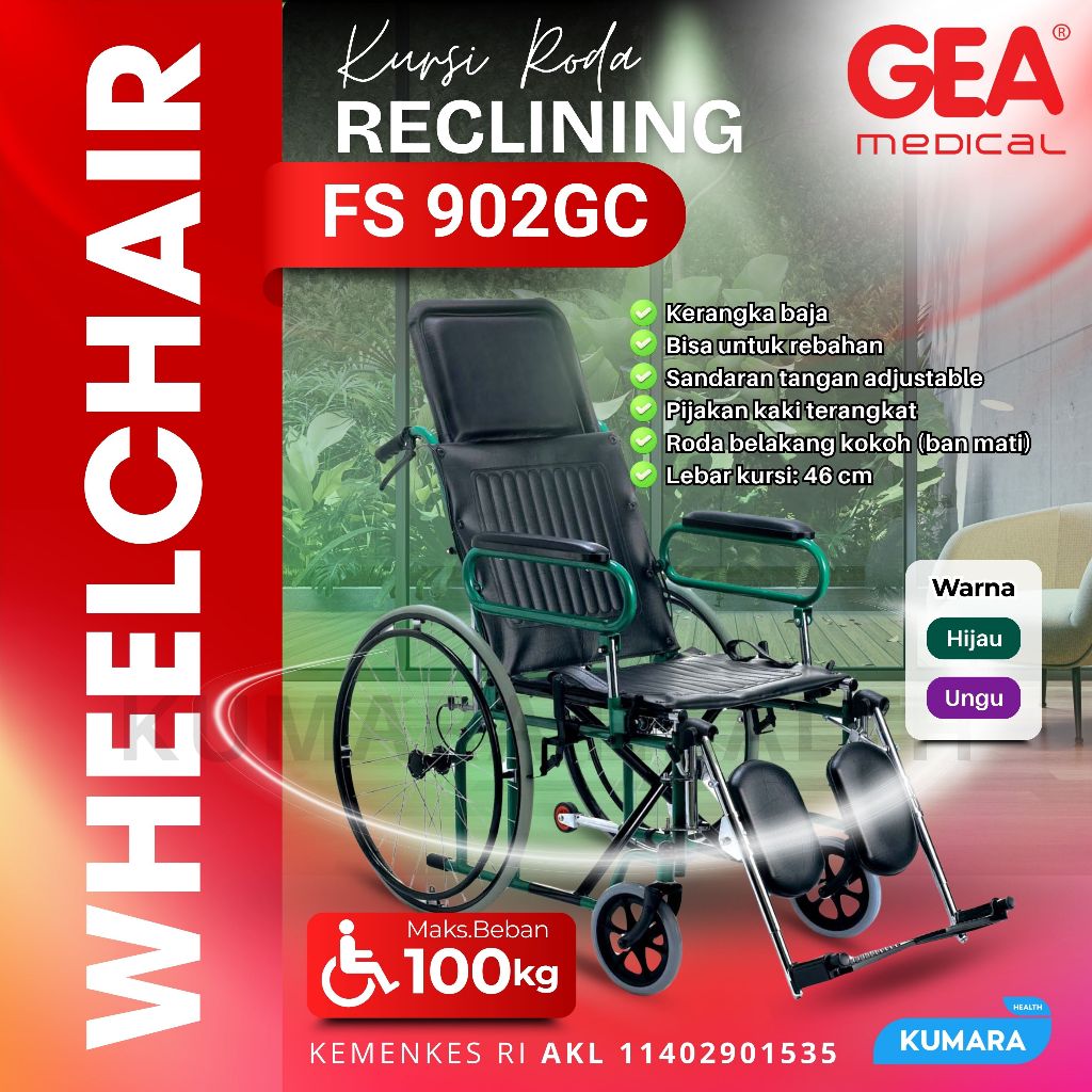 GEA - Kursi Roda Reclining FS 902 GC-46 / Kursi Roda Baring Selonjor 1 GEA - Kursi Roda Reclining FS 902 GC-46 / Kursi Roda Baring Selonjor