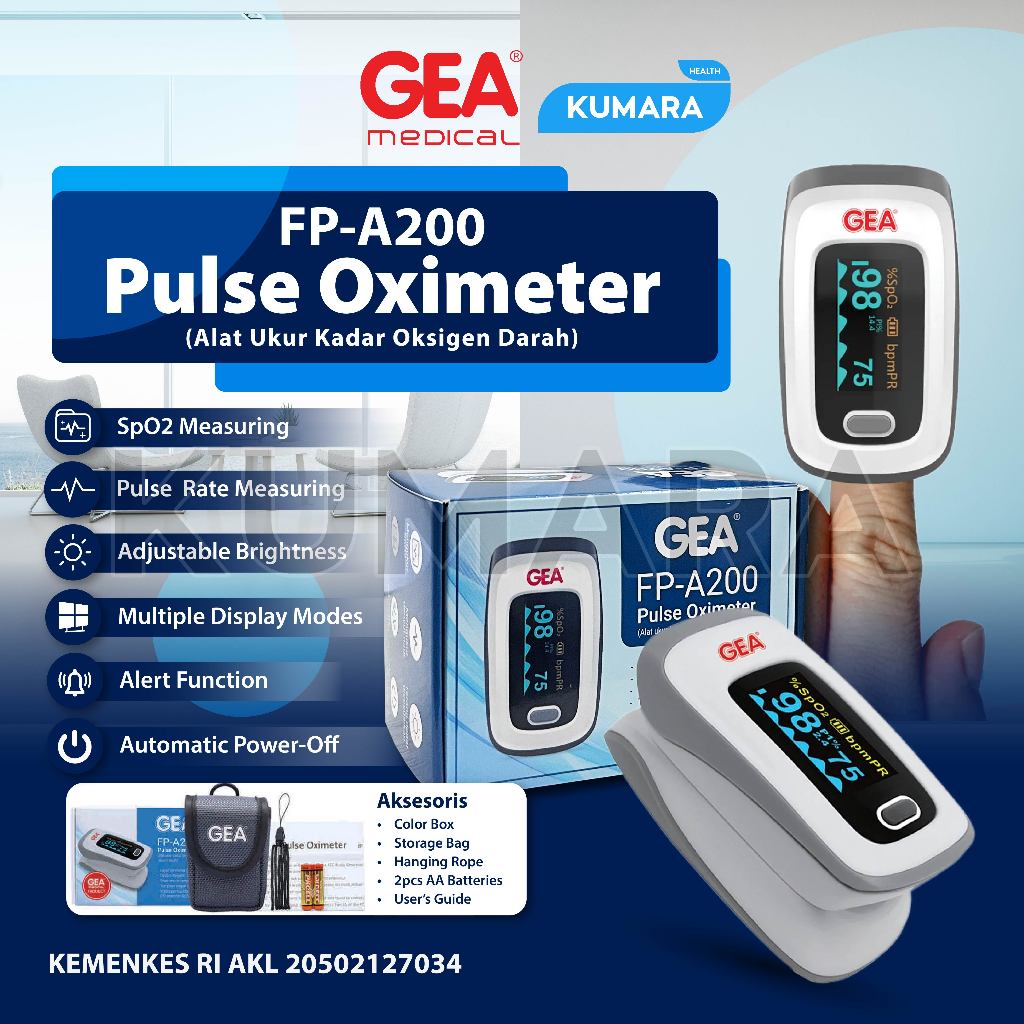 GEA - Fingertip Pulse Oximeter FP-A200 | Tes Saturasi Oksigen 1 GEA - Fingertip Pulse Oximeter FP-A200 | Tes Saturasi Oksigen