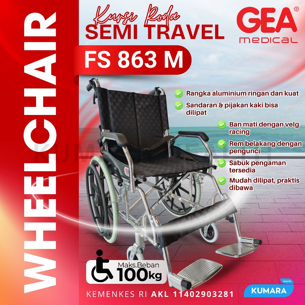 GEA - Kursi Roda Semi Travel FS 863 M | Kursi Roda Travel Alumunium 1 GEA - Kursi Roda Semi Travel FS 863 M | Kursi Roda Travel Alumunium