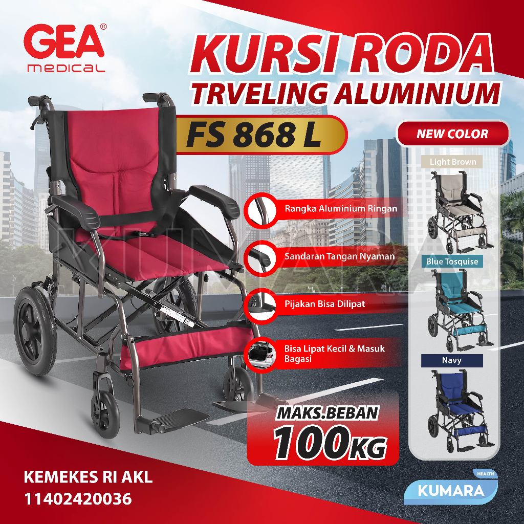 GEA - Kursi Roda Semi Travel FS 868 L | Kursi Roda Travel Alumunium 1 GEA - Kursi Roda Semi Travel FS 868 L | Kursi Roda Travel Alumunium