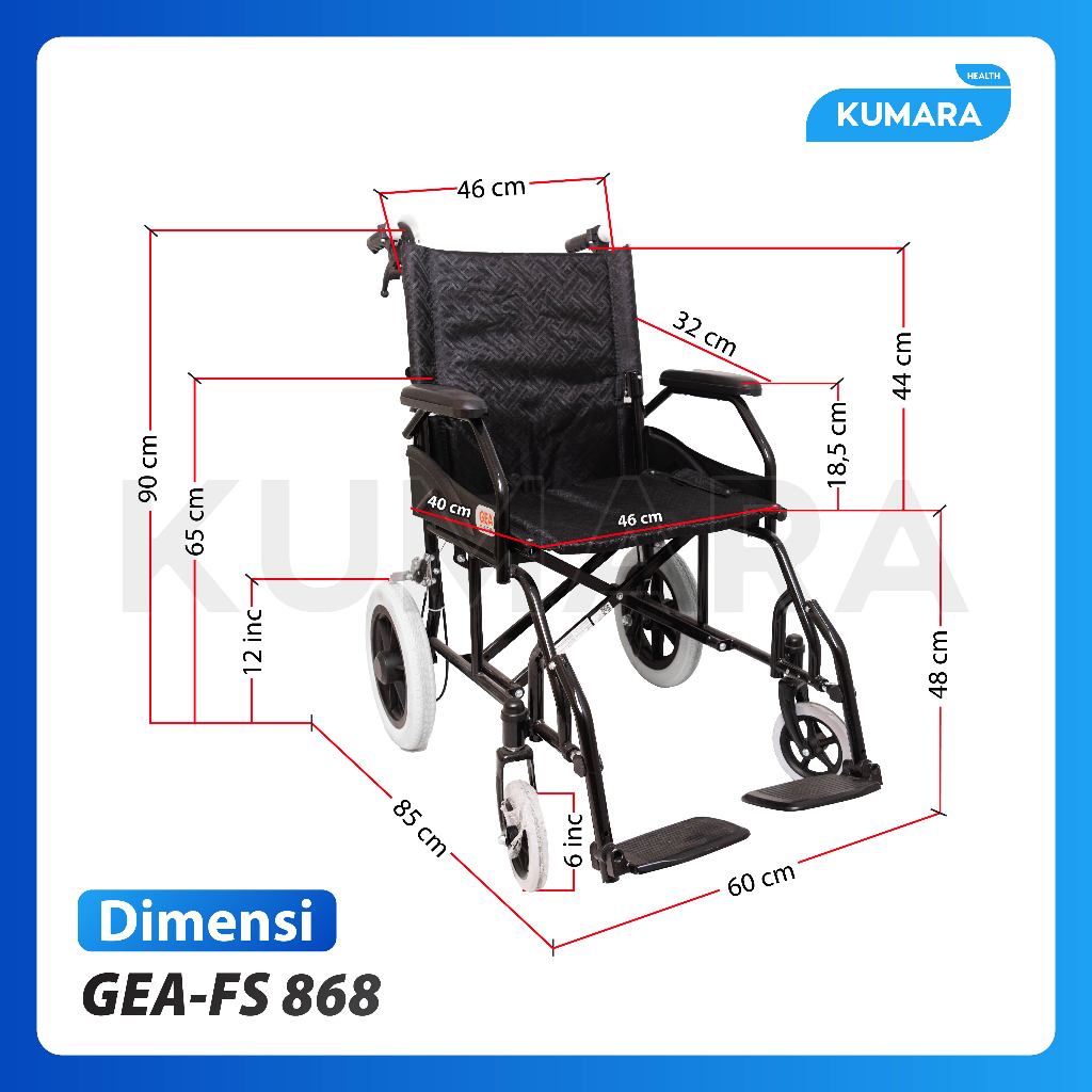 GEA - Kursi Roda Semi Travel FS 868 Black Steel 2 GEA - Kursi Roda Semi Travel FS 868 Black Steel - Image 2