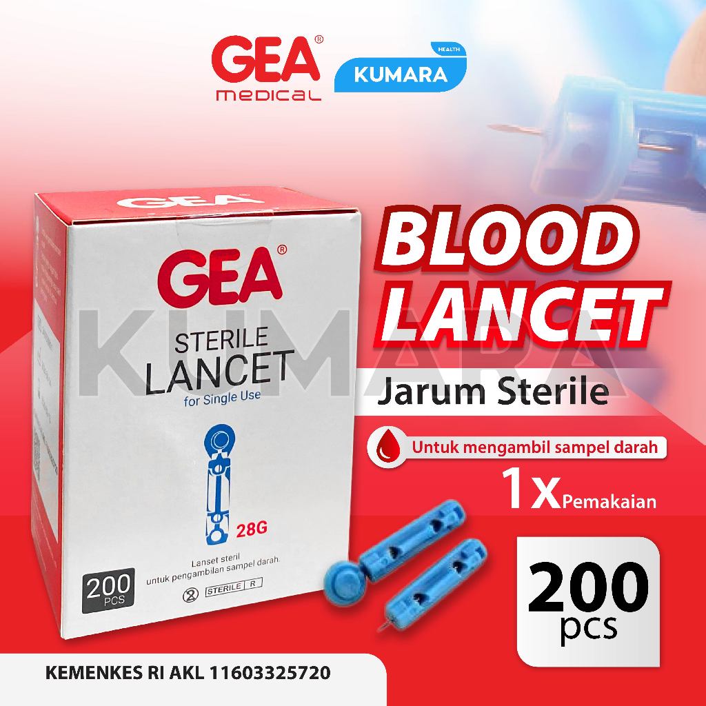 GEA - Blood Lancet 28G isi 200's 1 GEA - Blood Lancet 28G isi 200's