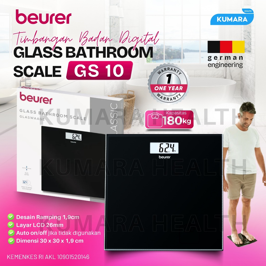 BEURER - Timbangan Digital GS10 | Timbangan Digital LCD Max 180kg 1 BEURER - Timbangan Digital GS10 | Timbangan Digital LCD Max 180kg