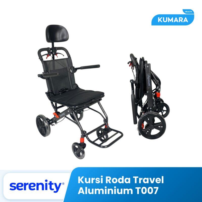 SERENITY - Kursi Roda Traveling Alumunium T007 / Wheelchair Travel Handle + Headrest Portable 1 191