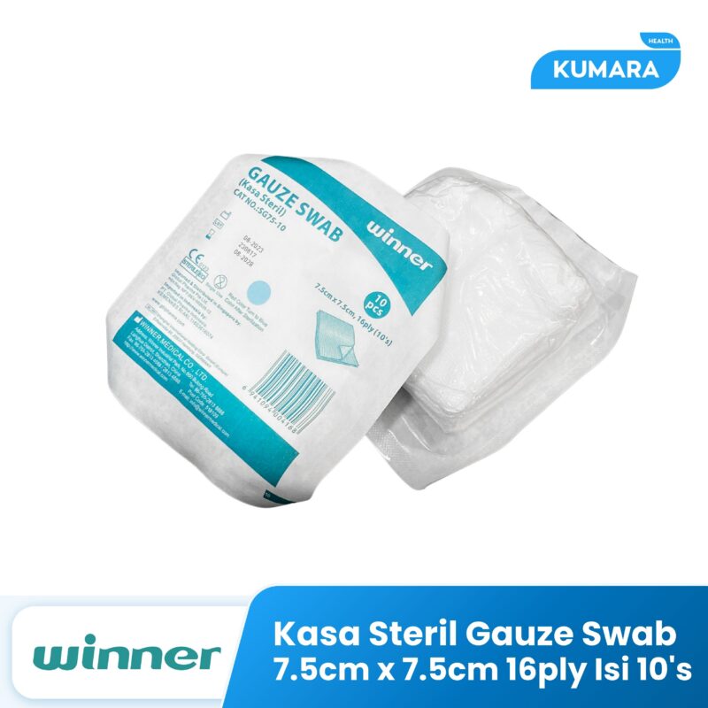 WINNER - Kasa Steril Gauze Swab 7.5cm x 7.5cm 16ply isi 10's 1 234 Gauze Swab
