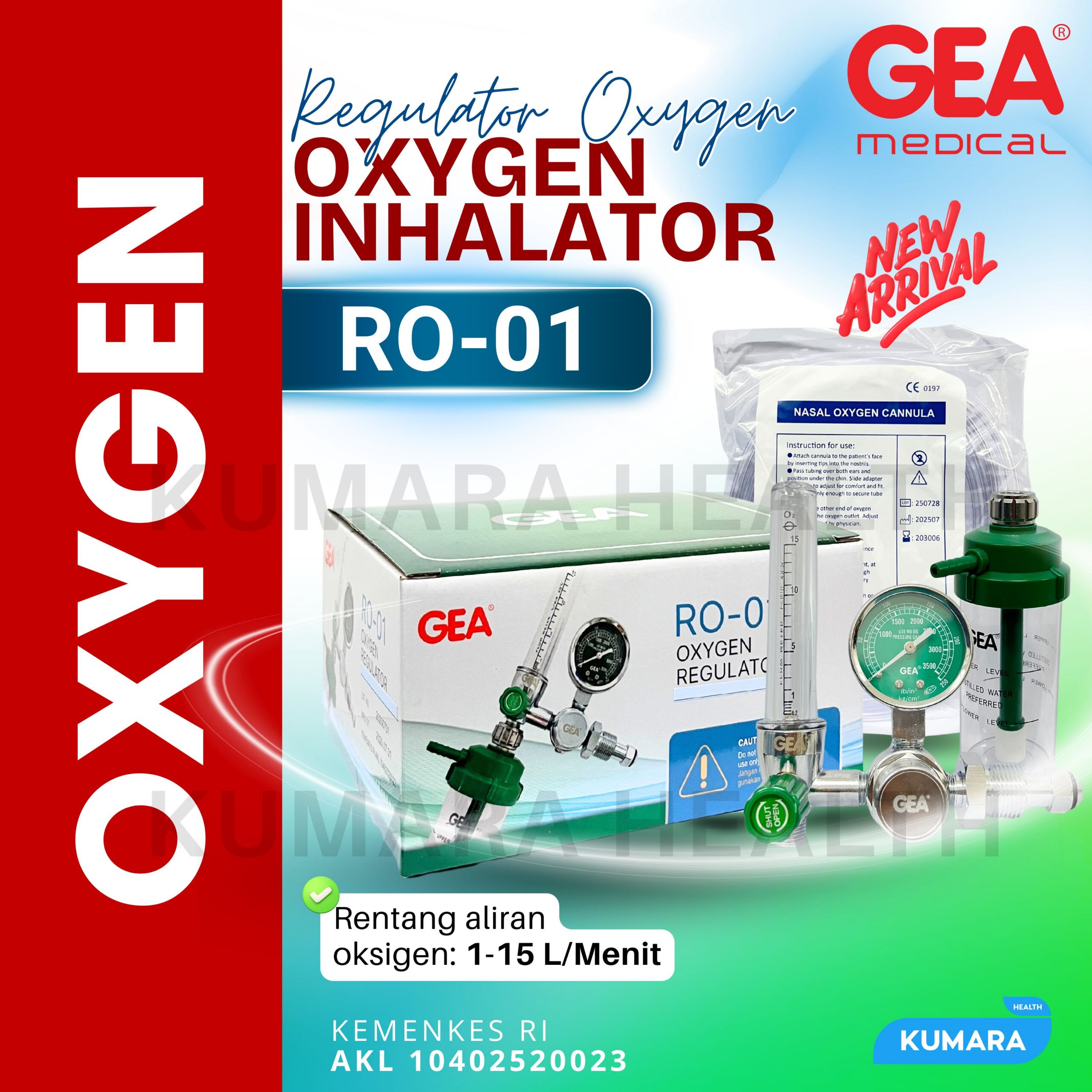 GEA - Regulator Oksigen RO-01 | Oxygen Inhalator Medical | KUMARA 1 GEA - Regulator Oksigen RO-01 | Oxygen Inhalator Medical | KUMARA