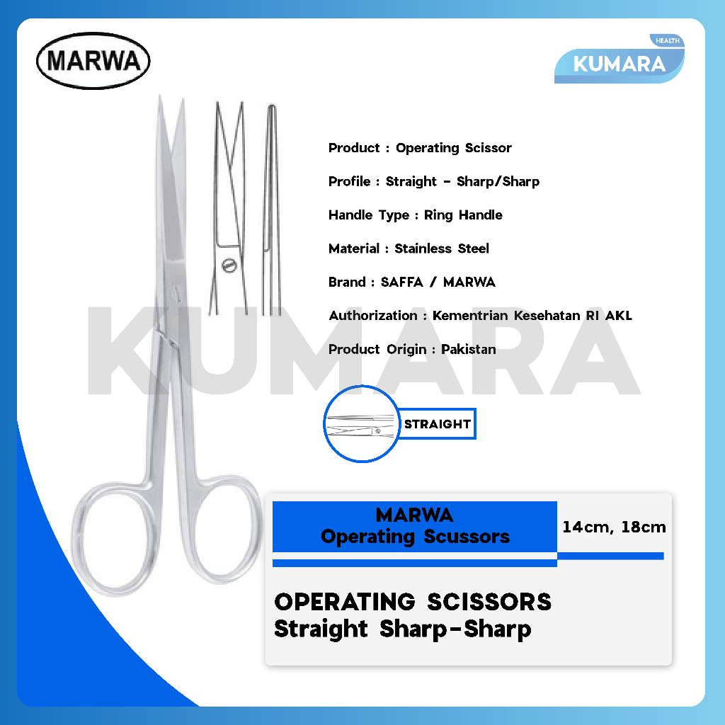 MARWA - Operating Scissors Straight Sharp/Sharp / Gunting Tajam/Tajam Lurus 1 MARWA - Operating Scissors Straight Sharp/Sharp / Gunting Tajam/Tajam Lurus