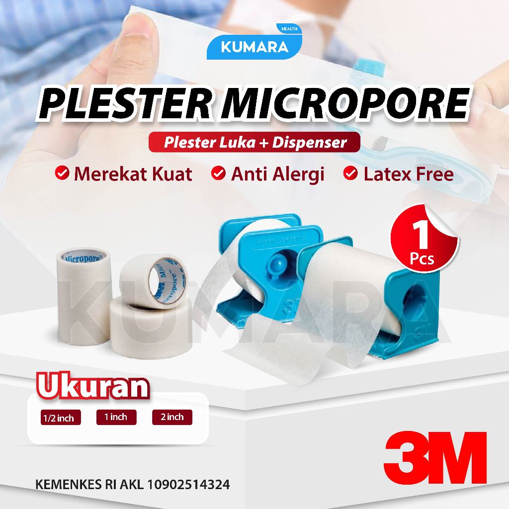 3M - Micropore Plester Surgical | Surgical Paper Tape Satuan | KUMARA 1 3M - Micropore Plester Surgical | Surgical Paper Tape Satuan | KUMARA