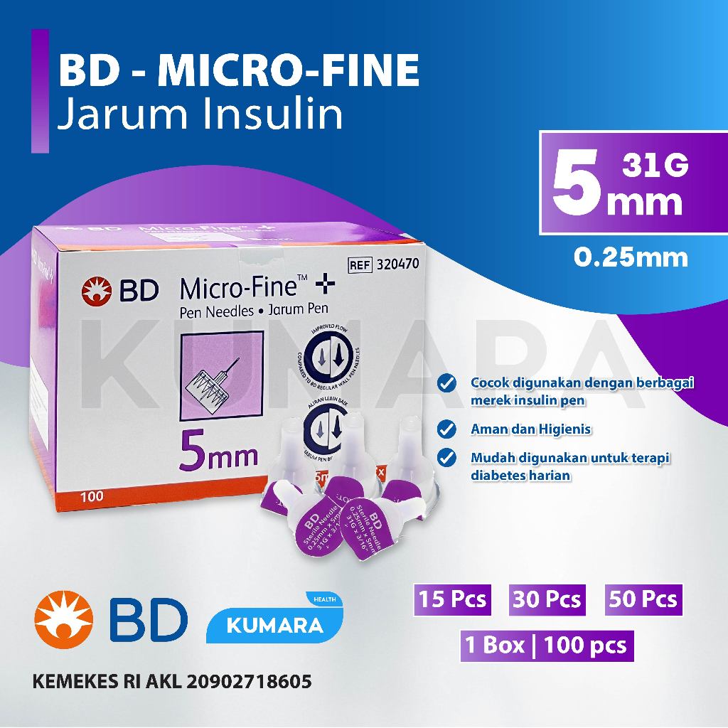 BD - MicroFine 5mm 31G Jarum Insulin Ungu | Insulin Pen Needle Pack | KUMARA 1 BD - MicroFine 5mm 31G Jarum Insulin Ungu | Insulin Pen Needle Pack | KUMARA