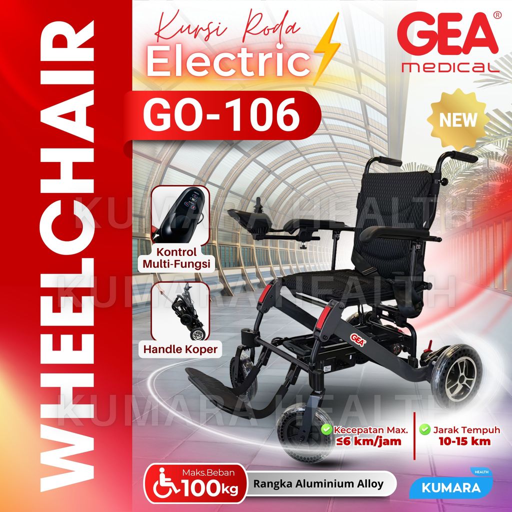 Gea - Kursi Roda Elektrik GO-106 | Electric Wheelchairs Handle Koper | KUMARA 1 Gea - Kursi Roda Elektrik GO-106 | Electric Wheelchairs Handle Koper | KUMARA